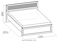 Милана Кровать 3 (орех) (1366х800х2034) спальное место 1200х2000