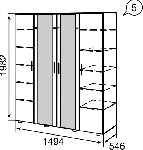 Марианна Шкаф для одежды с зеркалом 4-х дверный (1494х1982х546)