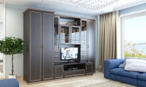 Гостиная Марина левая. Корпус Chesterfild Oak - Фасад Chesterfild Oak. 3239x624х2349